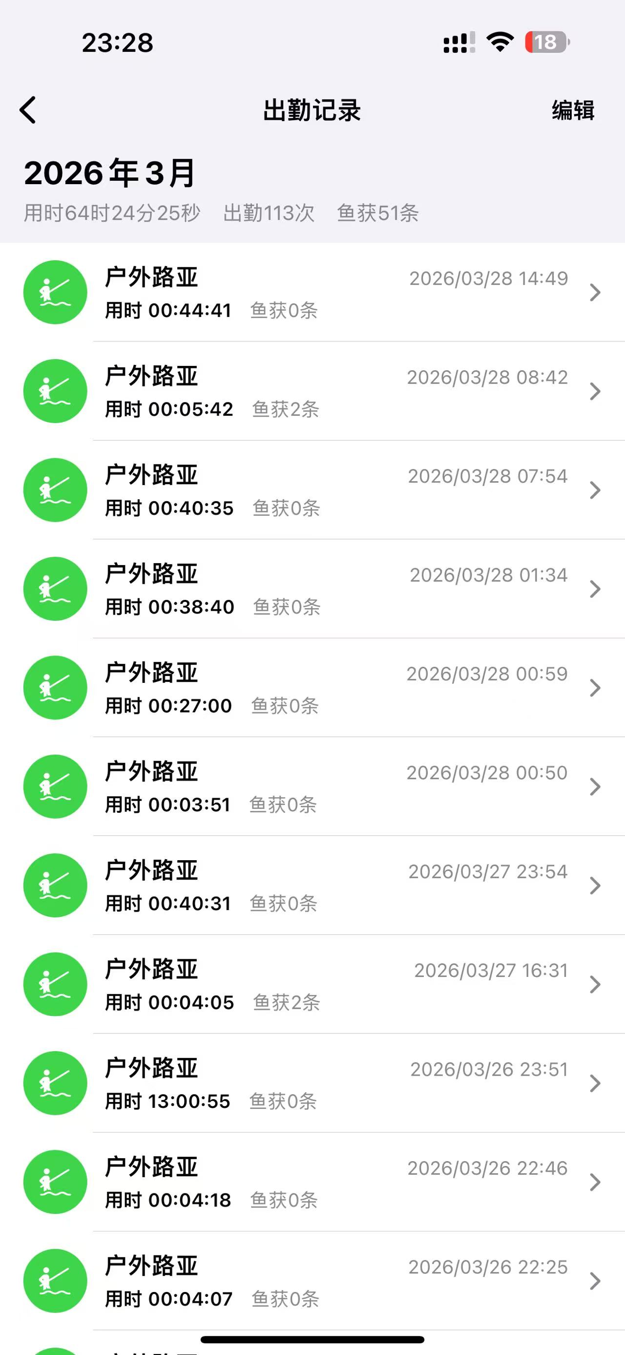空气路亚出勤记录界面